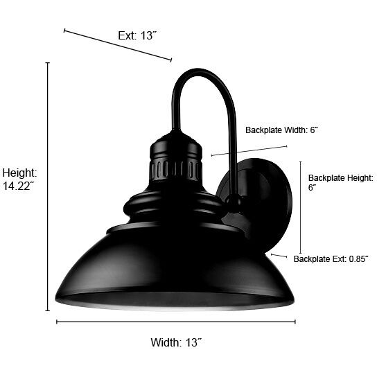 Adda LED 14.25 inch Powder Coated Black Outdoor Wall Sconce